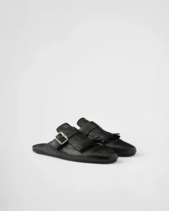 Mule din piele cu franjuri