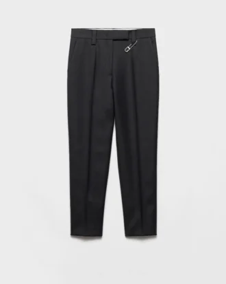 Pantaloni din gabardină de lână cu ac de siguranță