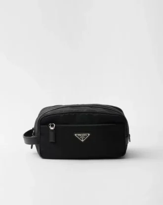Pungă de călătorie din Re-Nylon și piele Saffiano