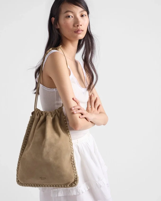 Pungă Prada Wish din piele de căprioară Pungă Prada Wish din piele de căprioară