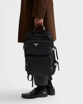 Rucsac din Re-Nylon și piele Saffiano