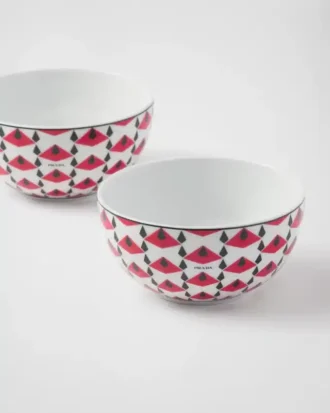 Set de două boluri din porțelan pentru orez sau cereale – Vienna Red