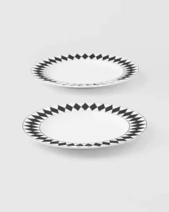 Set de două farfurii de desert din porțelan – Checkerboard Set de două farfurii de desert din porțelan – Checkerboard