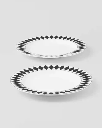 Set de două farfurii de porțelan – Checkerboard