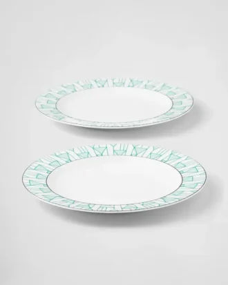 Set de două farfurii de porțelan – Vienna Green