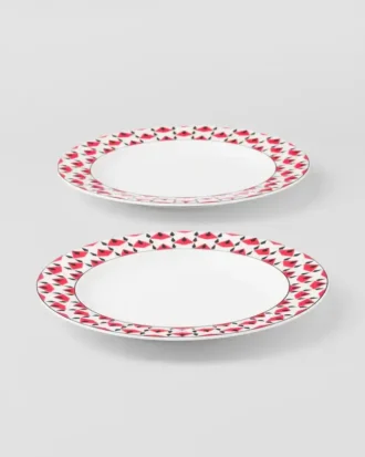 Set de două farfurii de porțelan – Vienna Red