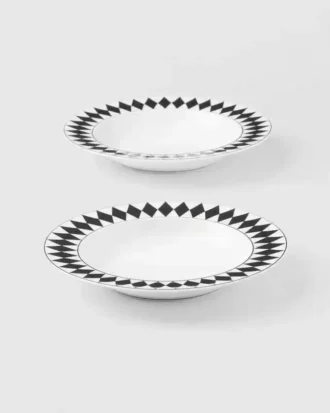 Set de două farfurii de supă din porțelan – Checkerboard
