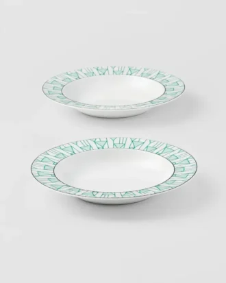 Set de două farfurii de supă din porțelan – Vienna Green