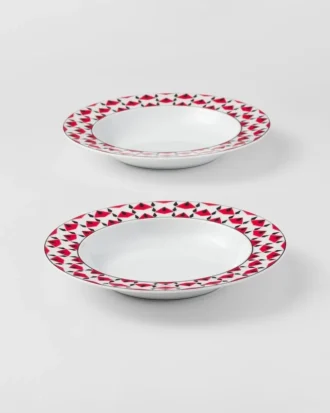 Set de două farfurii de supă din porțelan – Vienna Red
