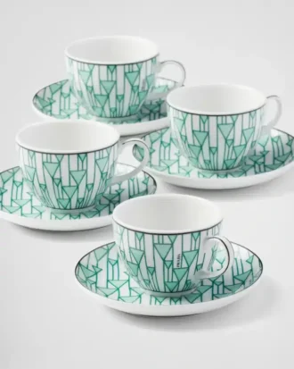 Set de patru cești de espresso din porțelan – Vienna Green