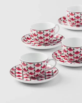 Set de patru cești de espresso din porțelan – Vienna Red