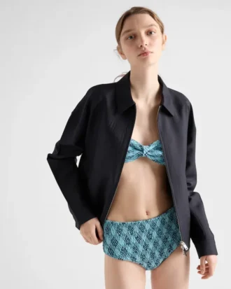 Slip de bikini din jersey cu imprimeu în carouri