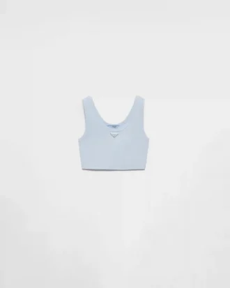Top scurt din tricot cu nervuri