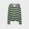 Tricou cu mâneci lungi din bumbac Lisle cu dungi Bayadere Tricou cu mâneci lungi din bumbac Lisle cu dungi Bayadere