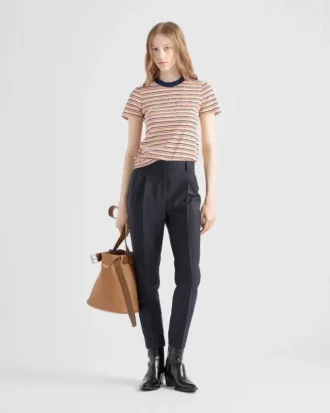 Tricou din bumbac Lisle cu dungi