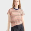 Tricou din bumbac Lisle cu dungi Tricou din bumbac Lisle cu dungi