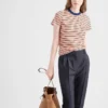 Tricou din bumbac Lisle cu dungi Tricou din bumbac Lisle cu dungi