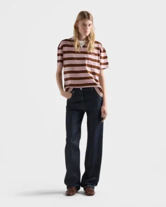 Tricou din bumbac Lisle cu dungi Bayadere