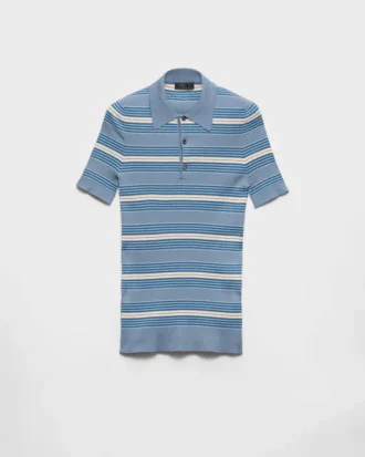 Tricou polo din bumbac cu dungi