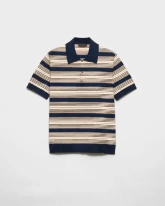 Tricou polo din bumbac cu dungi
