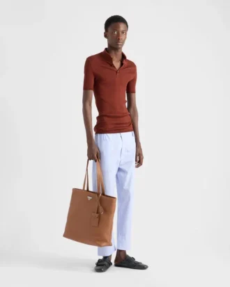 Tricou polo din bumbac tricotat cu nervuri