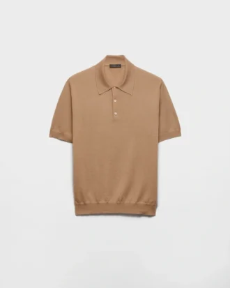 Tricou polo din cașmir și mătase