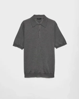 Tricou polo din cașmir și mătase