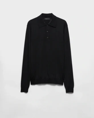Tricou polo din cașmir și mătase