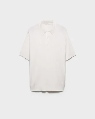 Tricou polo din cașmir și mătase