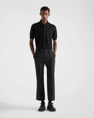Tricou polo din cașmir și mătase