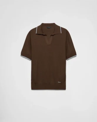 Tricou polo din mătase și bumbac