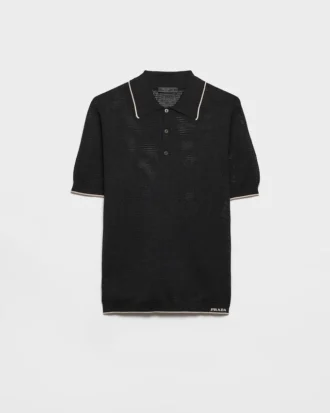 Tricou polo din mătase și bumbac