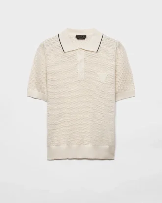 Tricou polo din mătase și bumbac
