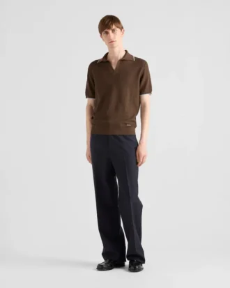 Tricou polo din mătase și bumbac